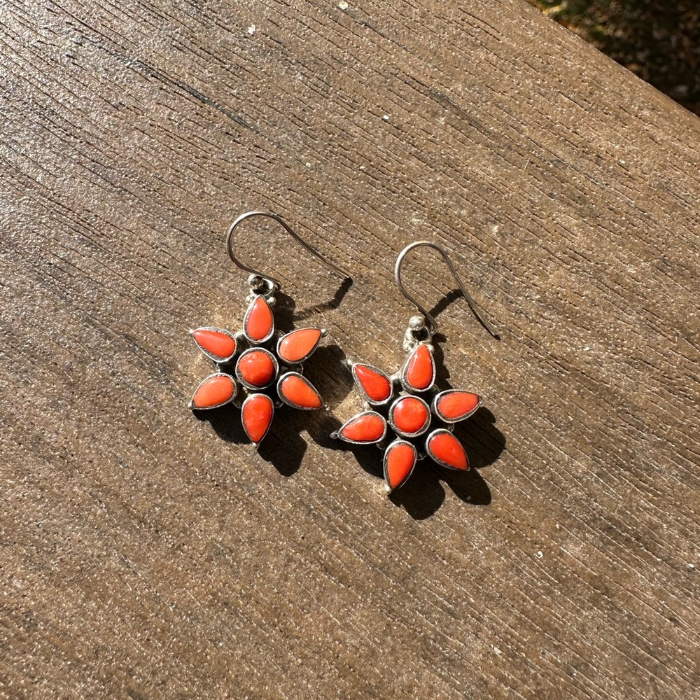 Sterling Silver Handmade Mountain Coral Star Earrings